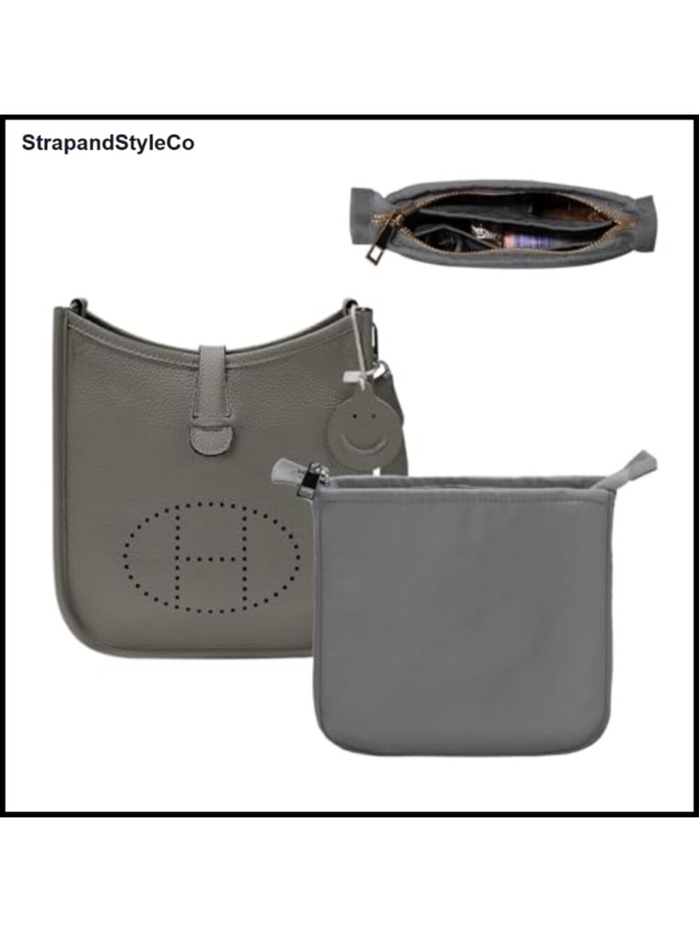 Nylon Purse Organizer Insert Bag Liner with Zipper and Multi Pockets